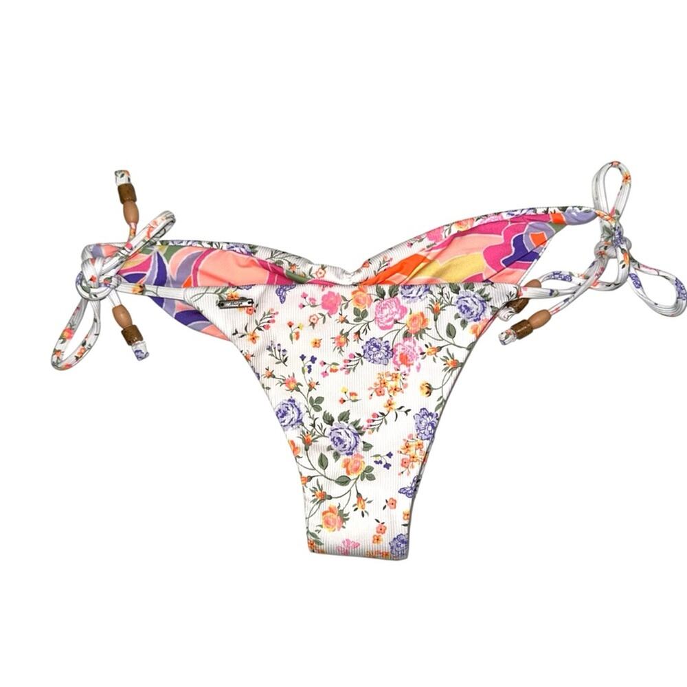 NWOT Maaji Floral Swirl Print Reversible Bikini Botton MEDIUM